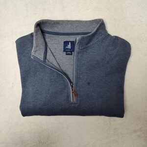 Johnnie O Sweatshirt Mens Large Blue Sully Mock Neck Pullover Zip Fleece